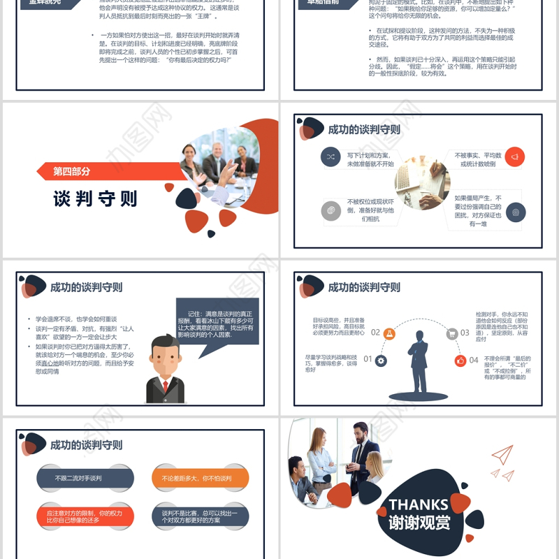 简约企业商务谈判六个阶段技巧培训PPT