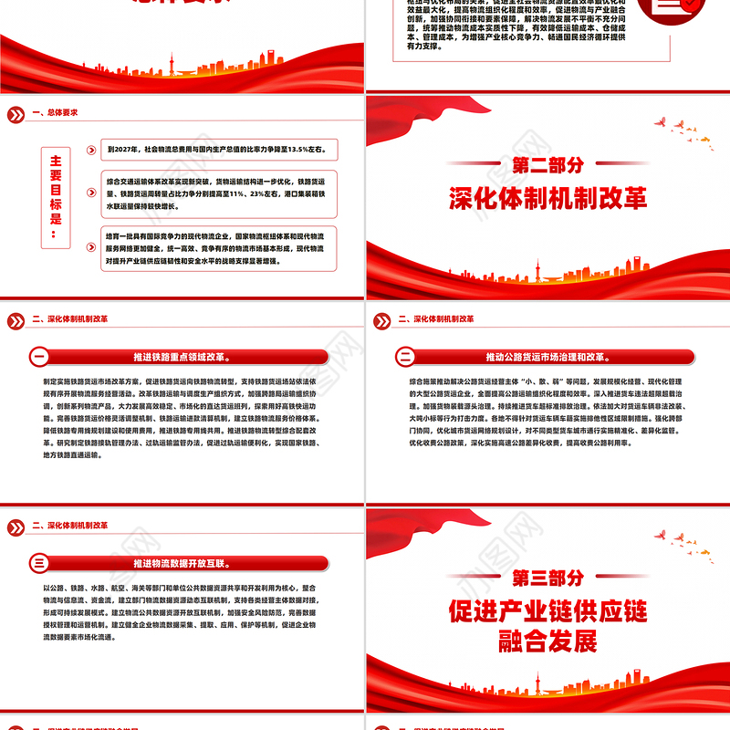 简洁精美《有效降低全社会物流成本行动方案》PPT高质量发展主题课件