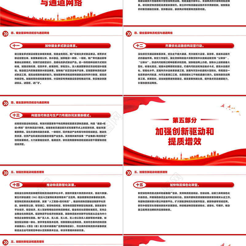 简洁精美《有效降低全社会物流成本行动方案》PPT高质量发展主题课件