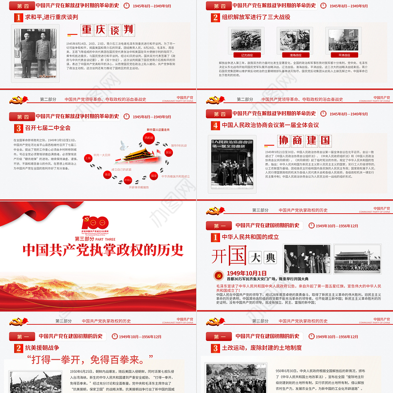 2021从开天辟地到百年风华庆祝建党100周年专题党课PPT模板