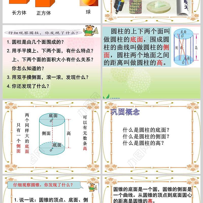  圆柱和圆锥的认识数学课件PPT模板