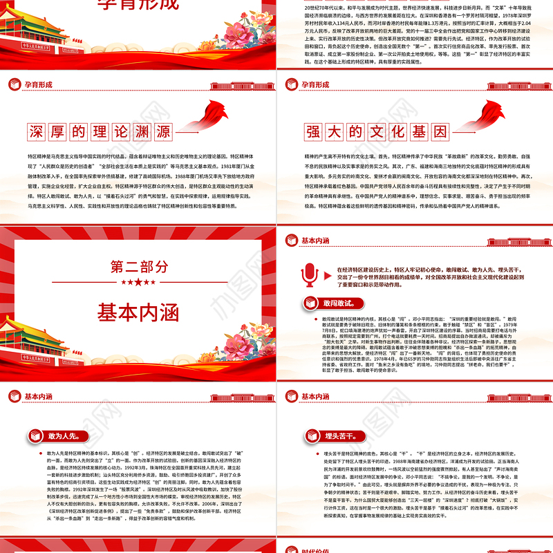勇当新时代的“拓荒牛”发扬特区精神PPT精美党建风科学概括了特区精神的深刻内涵专题党课课件模板