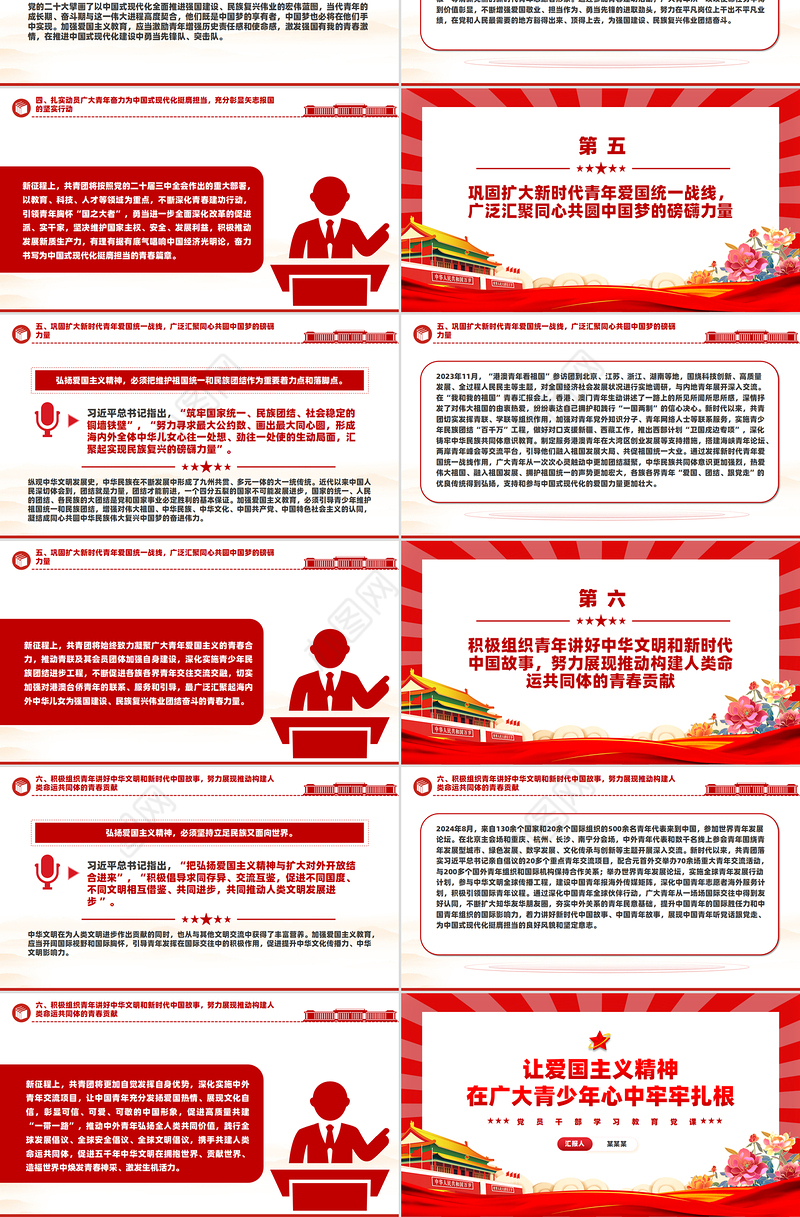 让爱国主义伟大旗帜始终在青年学子心中高高飘扬PPT红色党建风党员干部学习教育党课