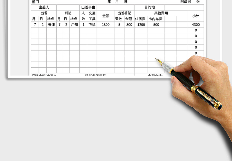 2021年差旅费报销单费用报销明细表