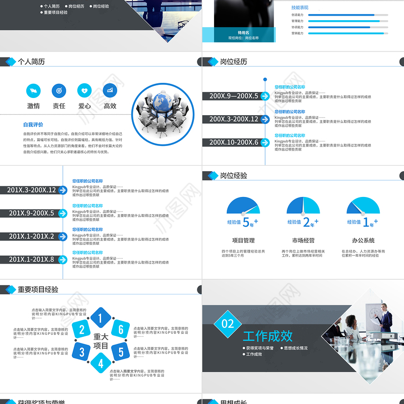 2022岗位竞聘报告PPT蓝色大气为梦想勇往直前实用型面试求职内部竞聘汇报模板