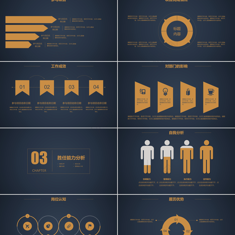原创金色极简岗位竞聘报告竞岗演讲求职简历PPT