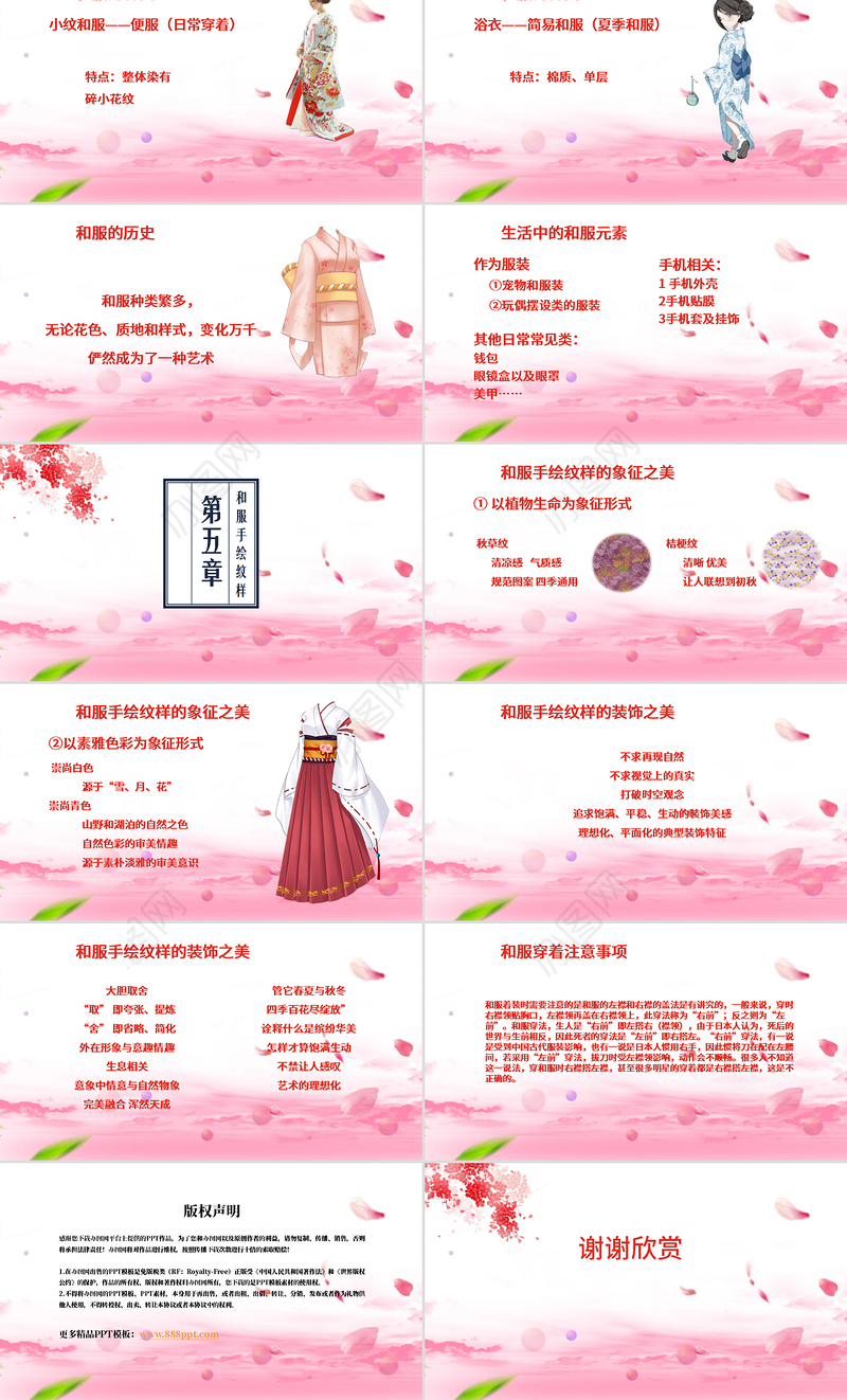 日本文化之日本和服文化介绍教育教学PPT模板