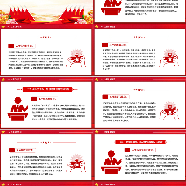 精美简洁2024年党建工作汇报总结及2025年党建计划思路PPT模板下载