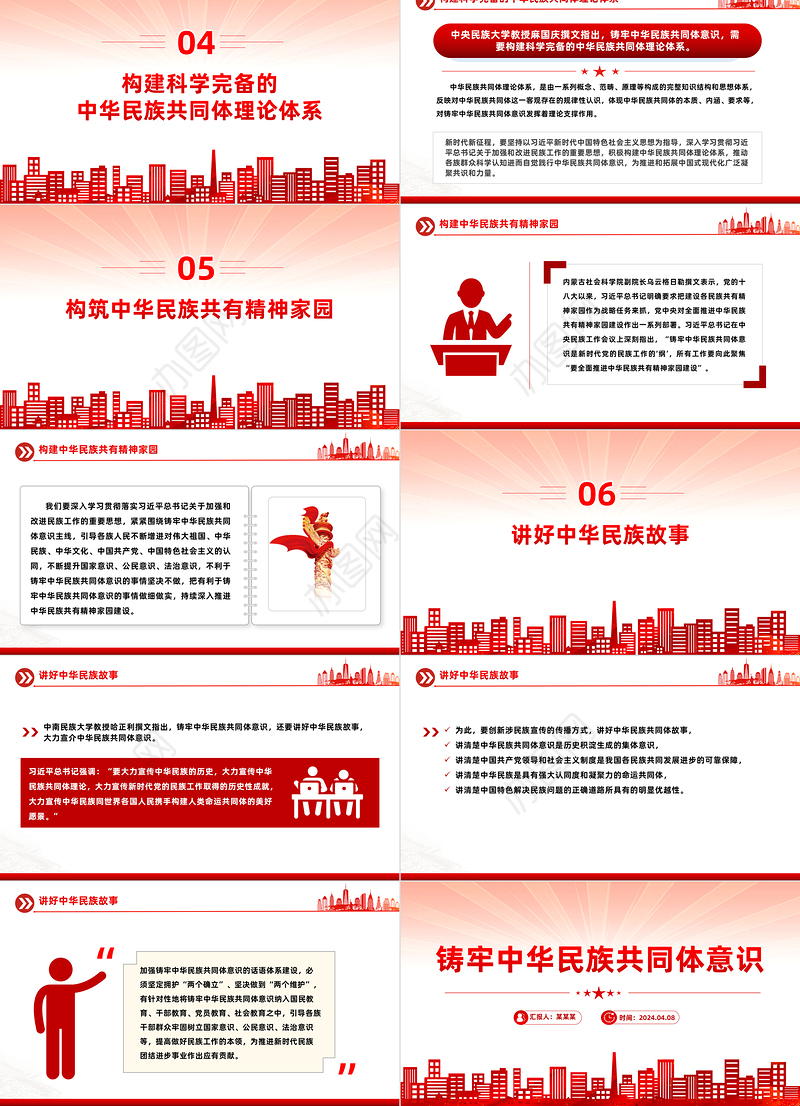 2024铸牢中华民族共同体意识PPT红色党政风党的民族工作微党课