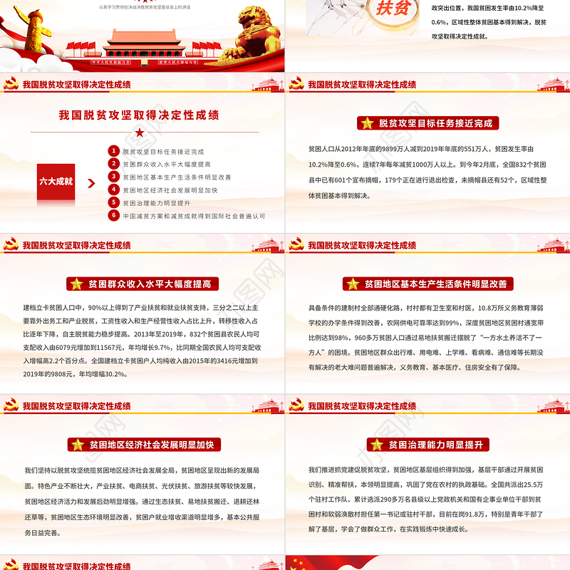 原创学习解读决战决胜脱贫攻坚座谈会上的讲话党政党建PPT