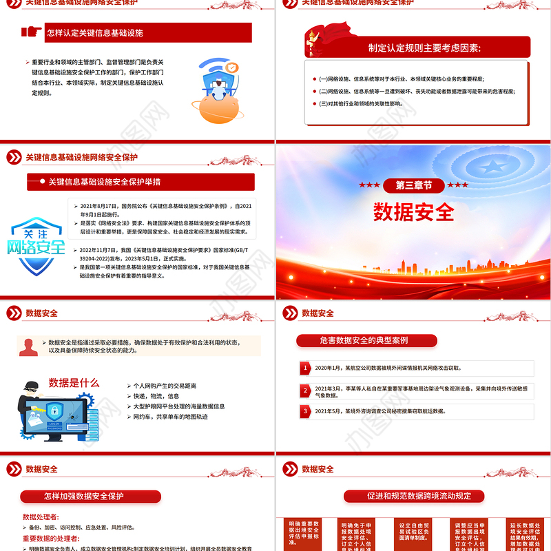简洁党政风2025年国家网络安全宣传周PPT党政课件模板
