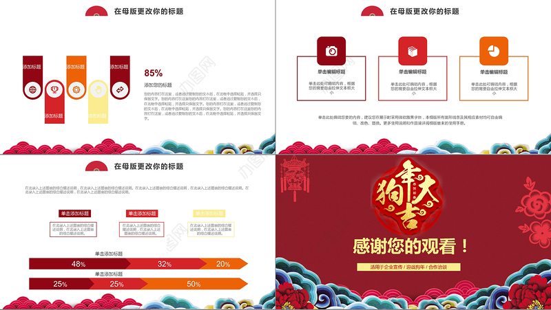 狗年大吉喜庆中国风年会庆典颁奖晚会PPT