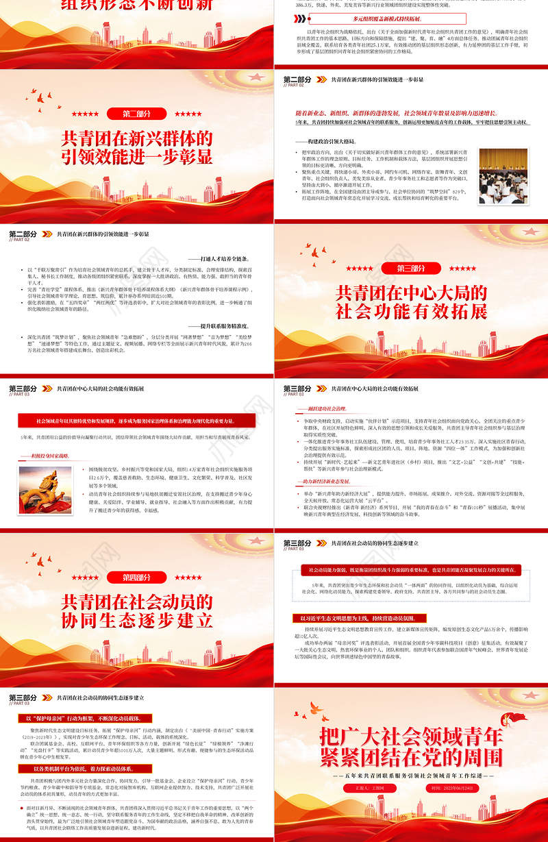 2023把广大社会领域青年紧紧团结在党的周围PPT简约风五年来共青团联系服务引领社会领域青年工作综述专题团课课件