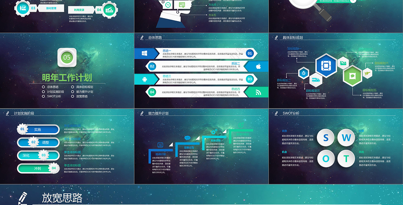 最新时尚梦幻星空年终总结工作总结项目汇报PPT模板