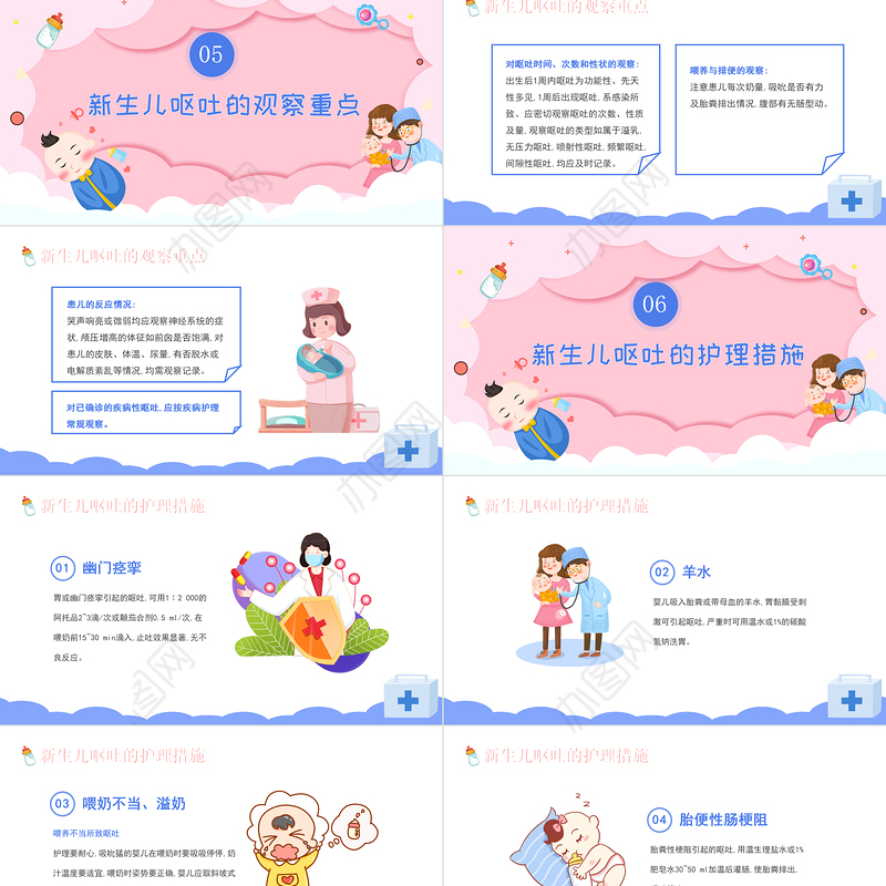 2022新生儿呕吐疑难病例讨论PPT卡通风医院病例分享会课件模板