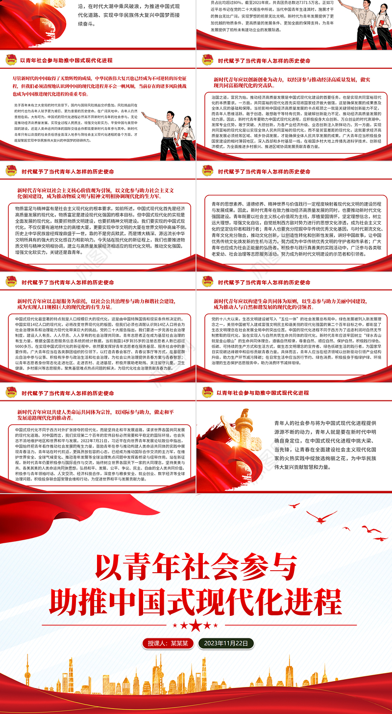 2023以青年社会参与助推中国式现代化进程学思践悟党课PPT课件
