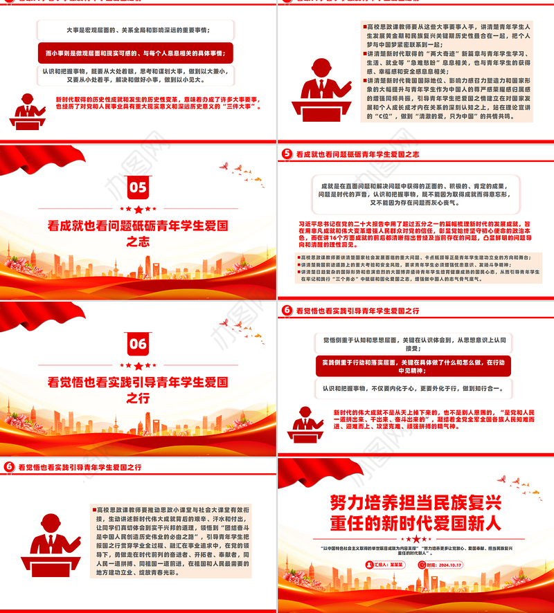 红色简洁风2024努力培养担当民族复兴重任的新时代爱国新人PPT课件