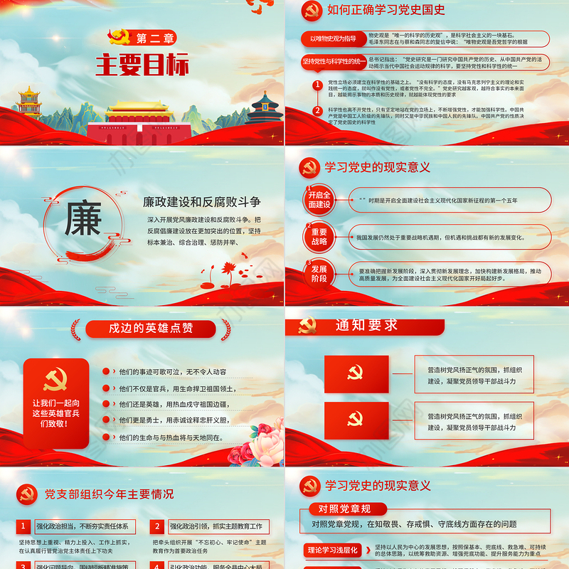 2022少先队员心向党PPT精品国潮风中小学生学党史红领巾心向党专题党课课件