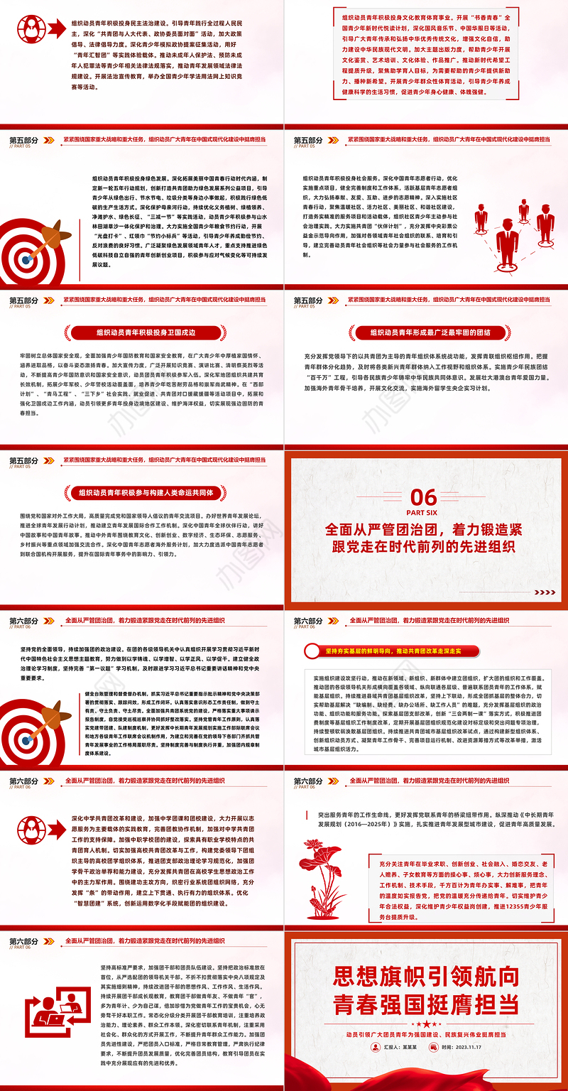 2023思想旗帜引领航向青春强国挺膺担当PPT大气精美引领广大团员青年在强国建设民族复兴伟业中挺膺担当团课