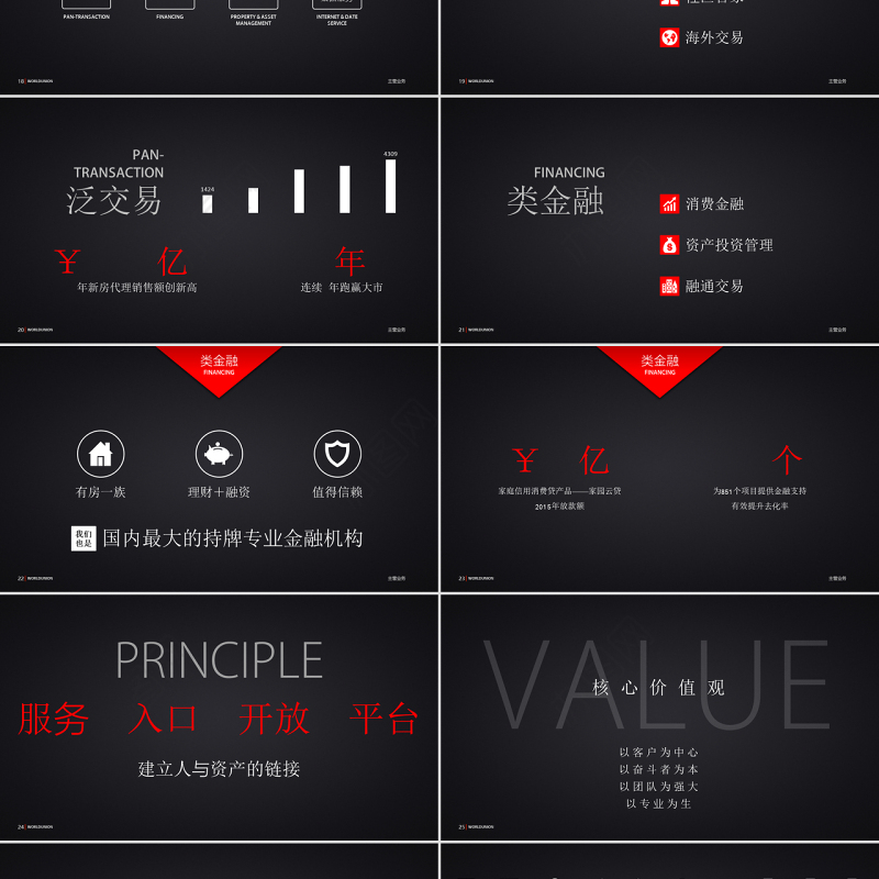 红黑深色庄重简约企业推介PPT模板