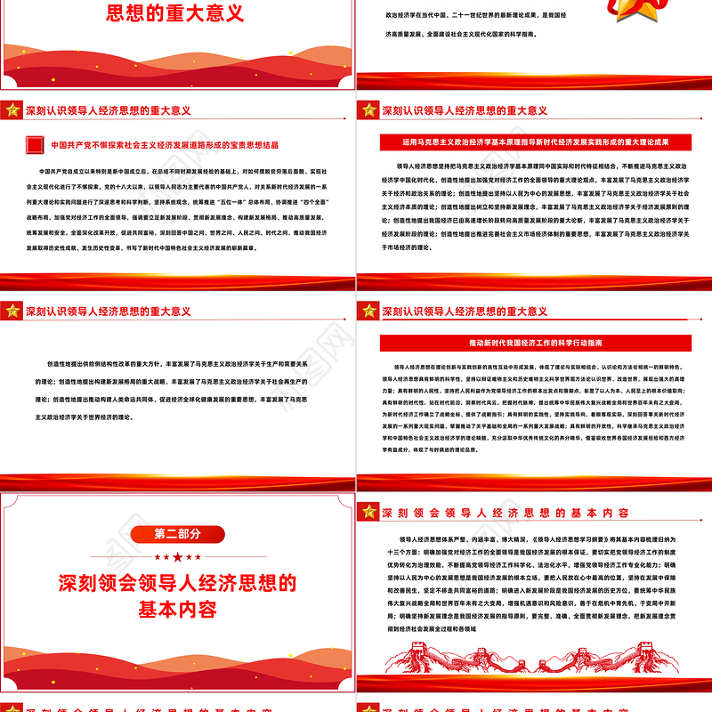 2022深入学习贯彻经济思想PPT党政风深入学习《领导人经济思想学习纲要》专题教育党课课件模板