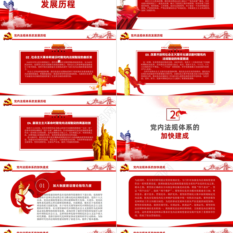 2021学习中国共产党党内法规体系PPT党建风党内法规进基层从严治党依规治党党课课件模板