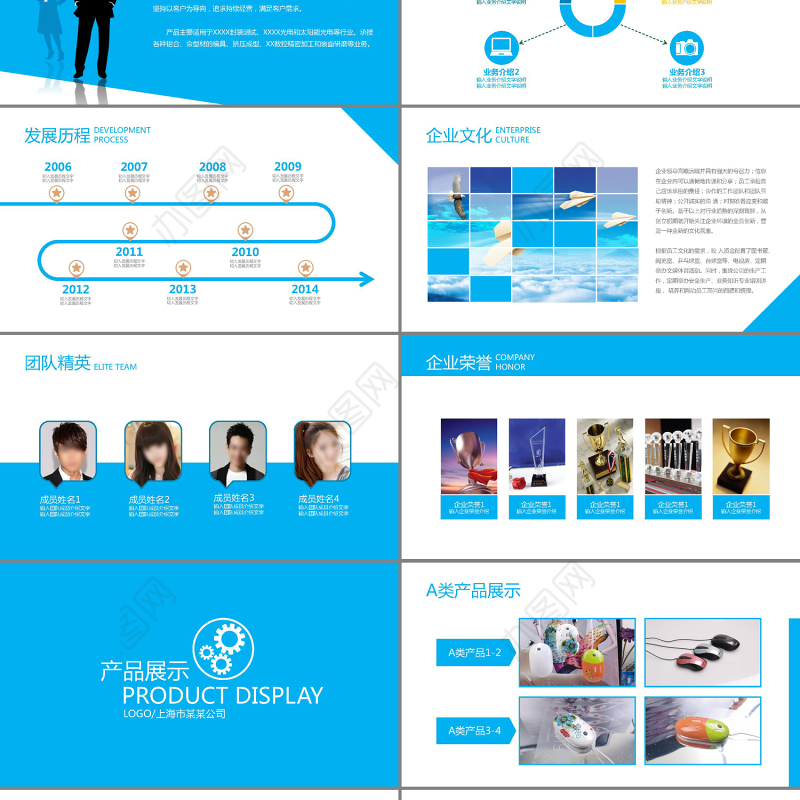 蓝色企业简介公司产品推广宣传介绍PPT模板