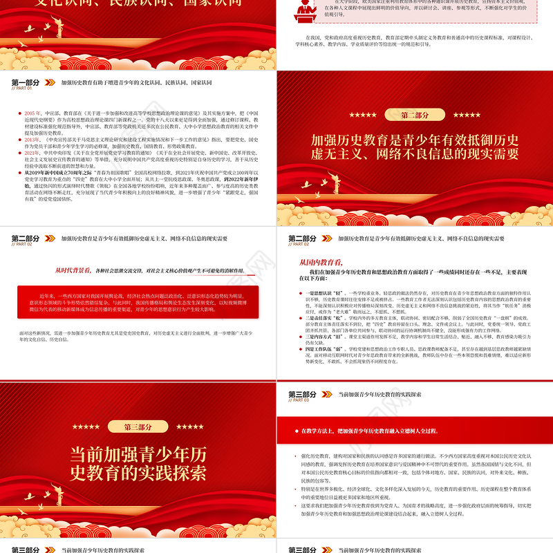 2023加强青少年历史教育的理论思考PPT大气精美风党员干部学习教育专题党课课件