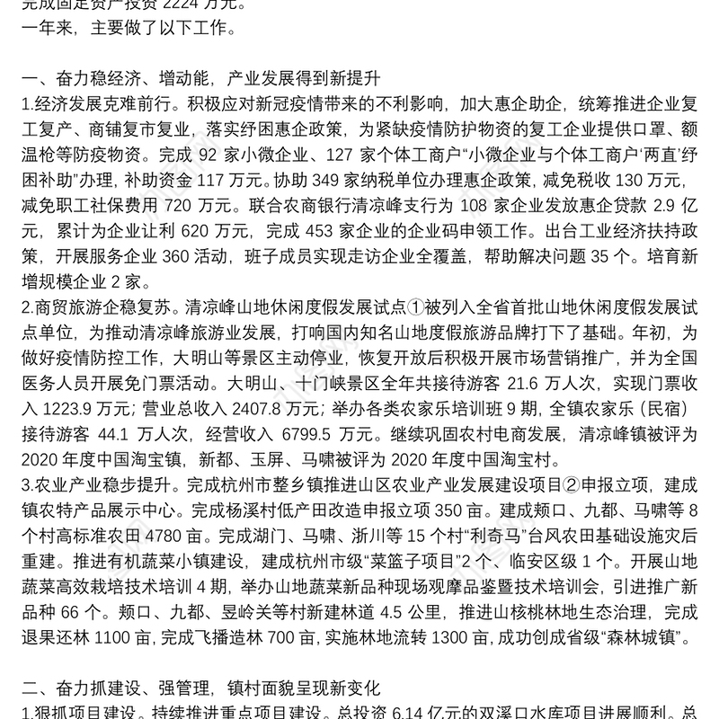 乡镇政府工作报告2021 7篇