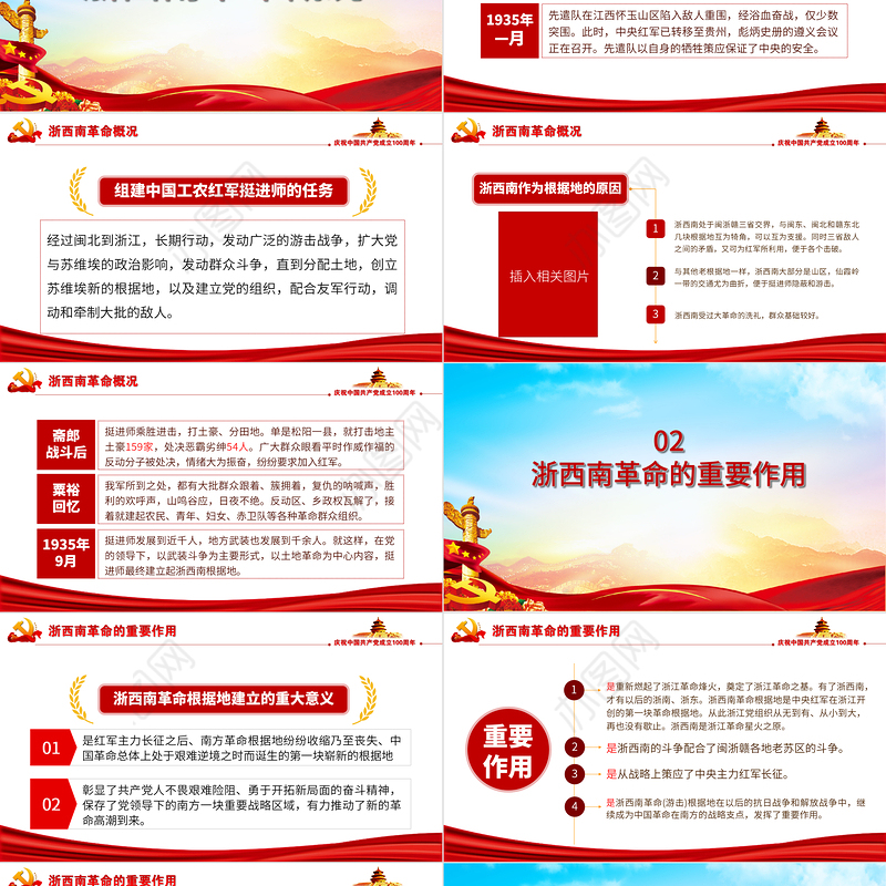 2021弘扬浙西南革命精神PPT学党史悟思想办实事开新局红色精神系列党课学习教育PPT模板