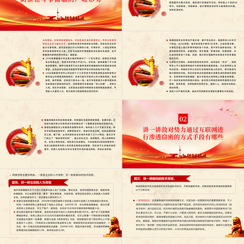 网络安全保密教育PPT党政风认清严峻形势强化网络安全意识切实提高涉网防间保密能力部队党课课件