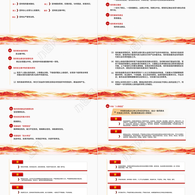 2021党员学习手册PPT党员基层党组织党务党建知识学习党课模板