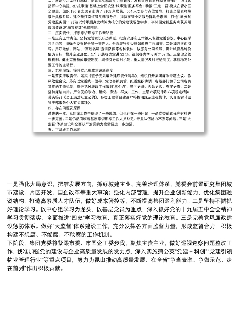 20**年度公司党组织书记履行全面从严治党主体责任述职报告