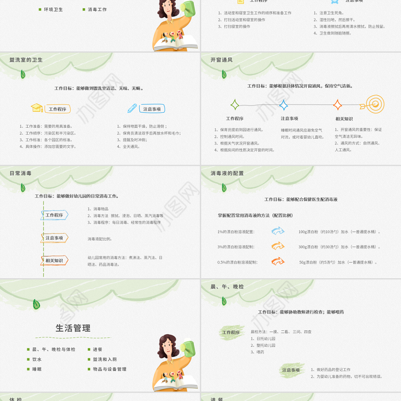原创幼儿园保育员工作培训岗前培训PPT模板