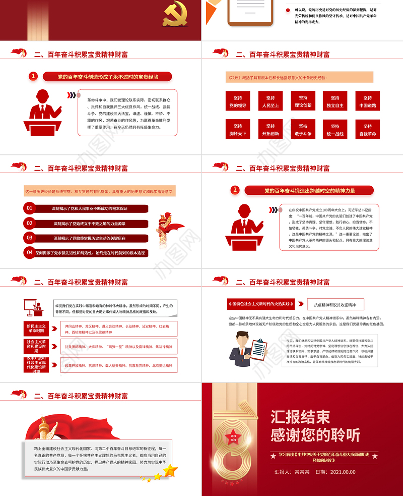 铭记百年光辉历史赓续共产党人精神血脉PPT学习解读关于党的百年奋斗重大成就和历史经验决议专题党课