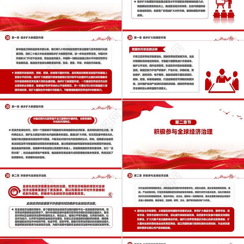 建设高水平开放型经济新体制PPT红色党建风党员干部学习教育党课