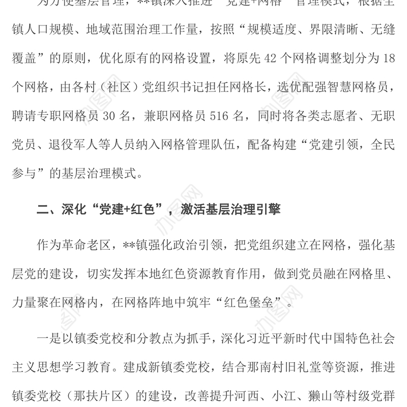 2023党建引领网格化管理推动基层社会治理红色精美党建引领赋能小网格助力基层治理大提升工作汇报模板