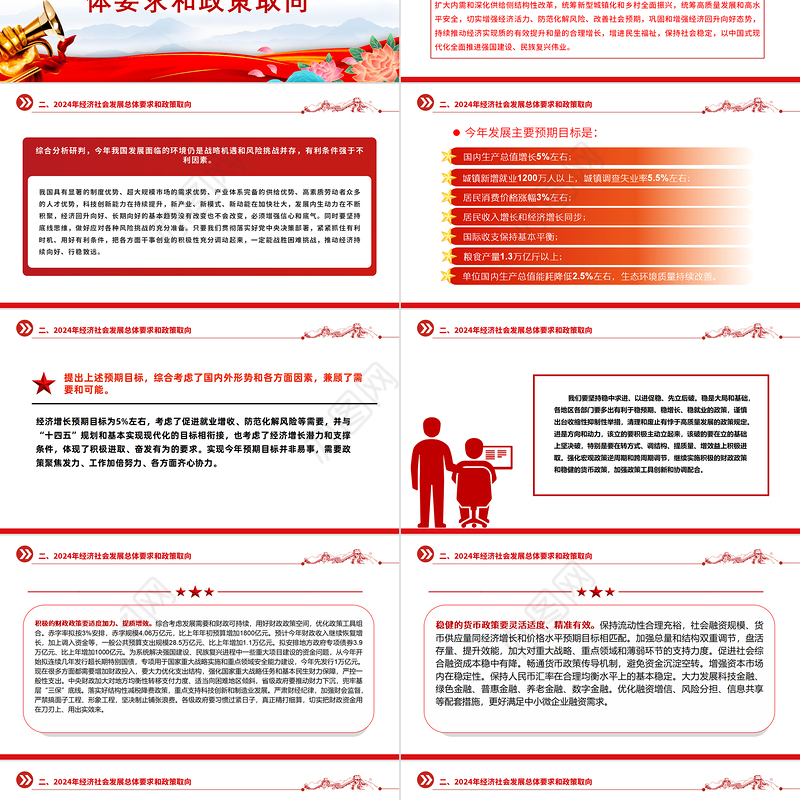 2024政府工作报告全文PPT红色大气使命重在担当奋斗创造未来党课课件