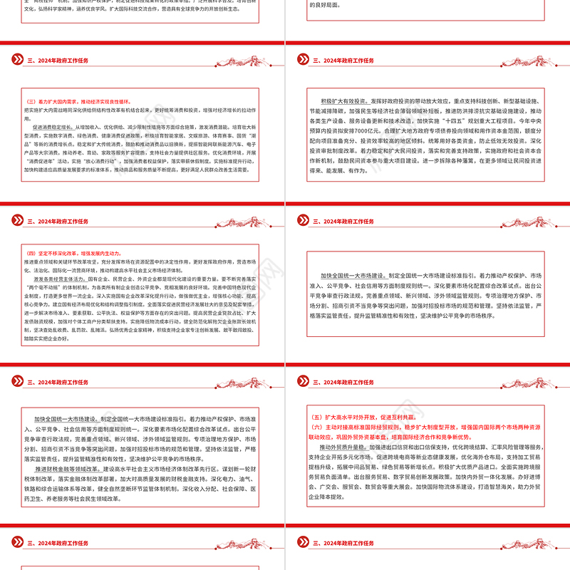 2024政府工作报告全文PPT红色大气使命重在担当奋斗创造未来党课课件