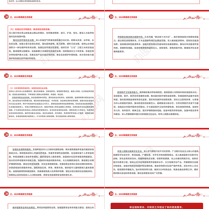 2024政府工作报告全文PPT红色大气使命重在担当奋斗创造未来党课课件