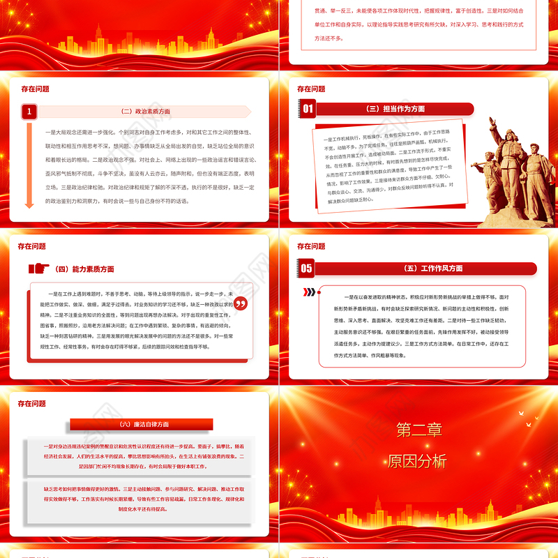 2023年主题教育六个方面民主生活会个人对照检査材料PPT课件