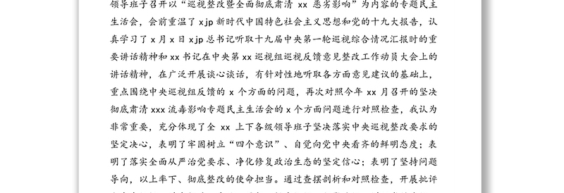 巡视整改专题民主生活会对照检查材料汇编（4篇）