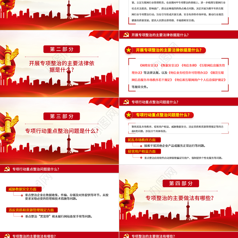 2021互联网行业专项整治行动红色中国风党政PPT模板