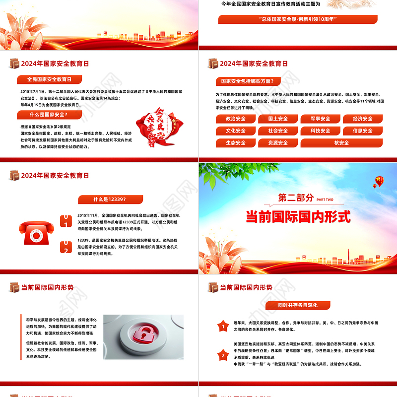 2024全民国家安全教育日PPT大气华美总体国家安全观创新引领10周年模板