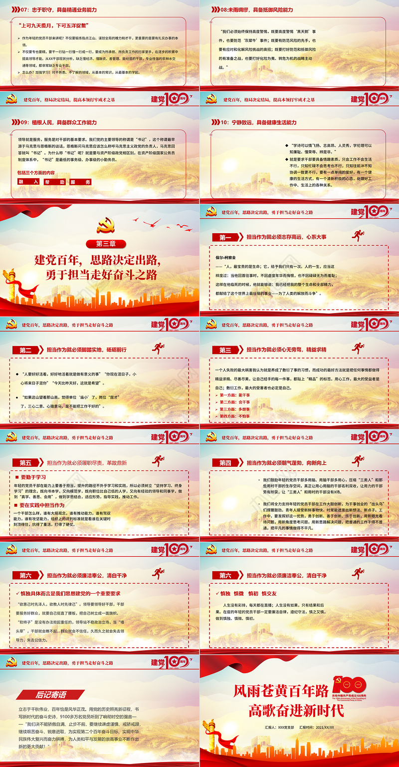 2021风雨苍黄百年路高歌奋进新时代PPT七一建党节热烈庆祝中国共产党成立100周年专题党课