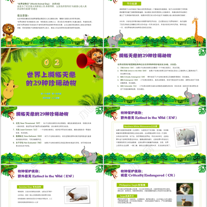 世界动物日介绍保护动物ppt