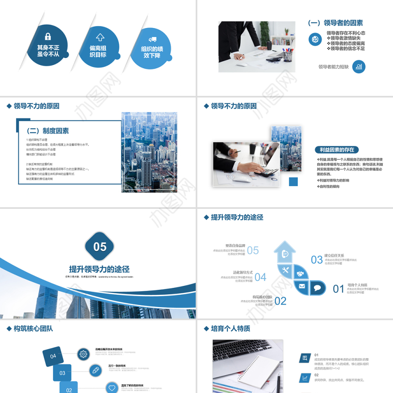 原创公司团队建设员工领导力管理培训PPT模板-版权可商用