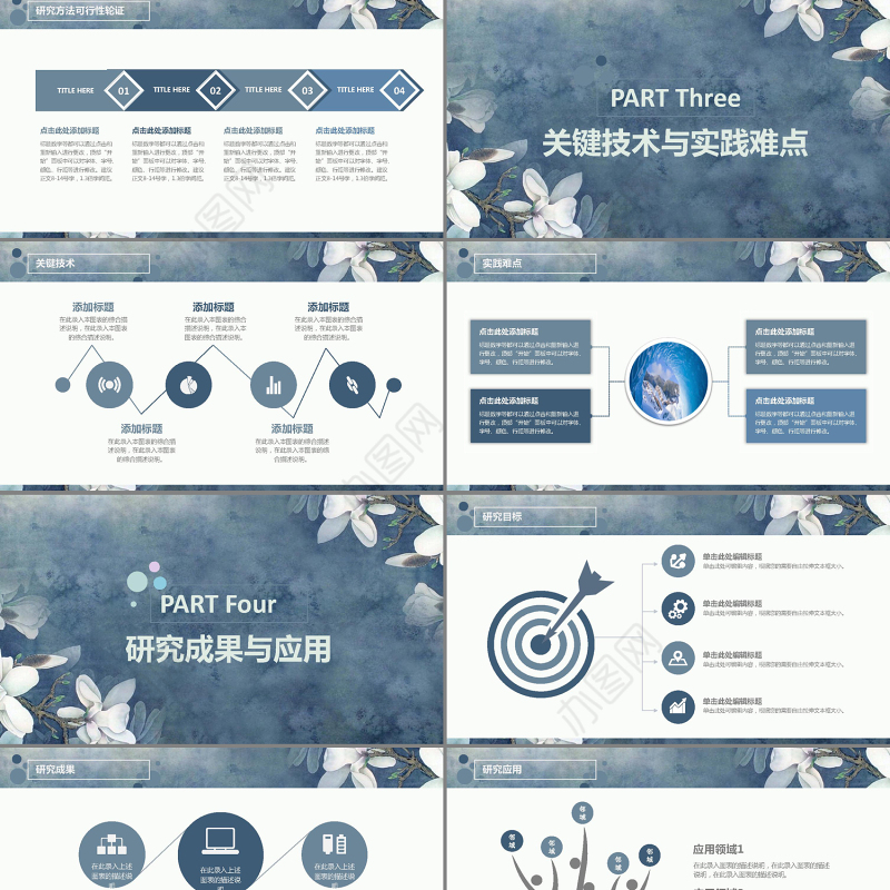 唯美玉兰高校开题报告毕业论文答辩PPT模板