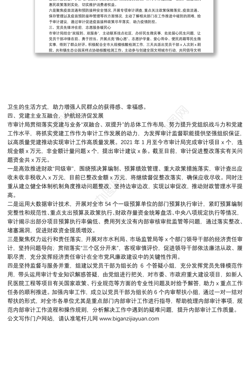 党建品牌创建工作材料：着力建设“经济卫士审计先锋”党建品牌（市审计局）