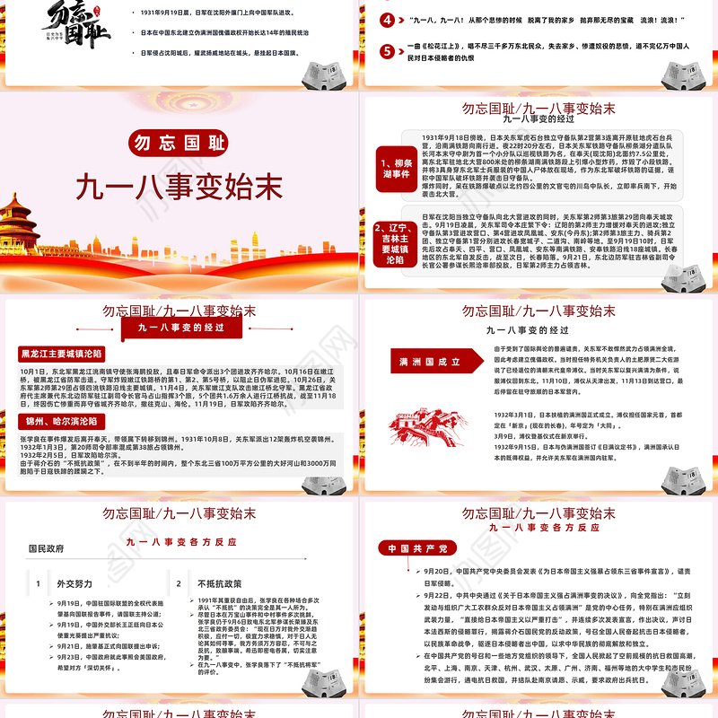 2022勿忘国耻日铭记918PPT简约风勿忘国耻日铭记918专题课件模板